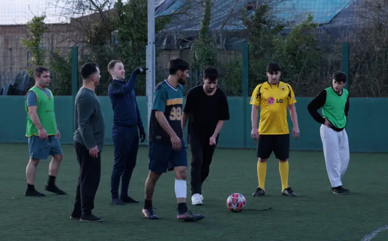 Dan Richardson running a football coaching session