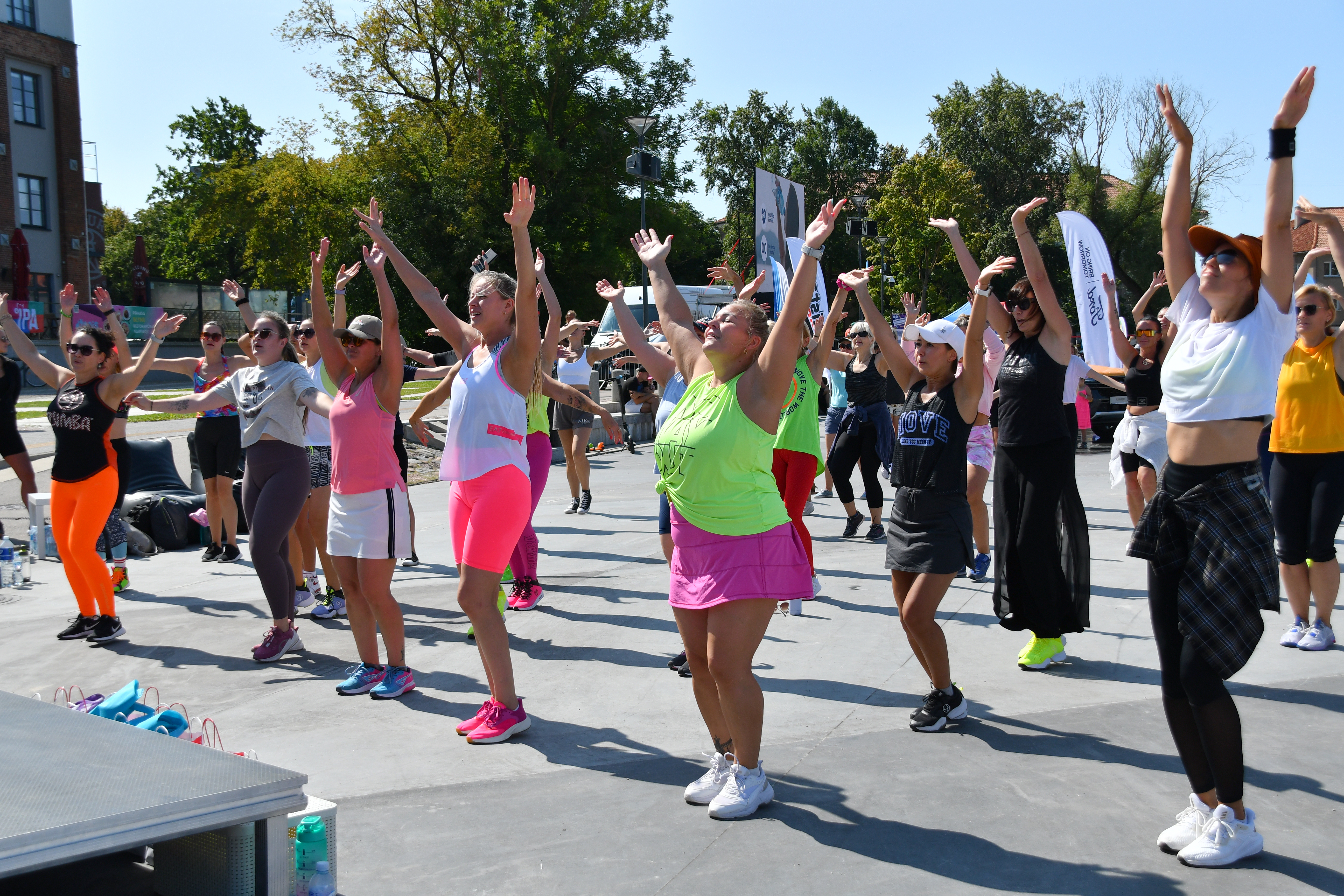 Participants of Sport festival take part in zumba open lesson